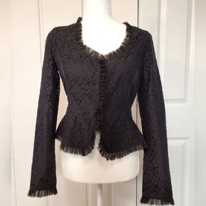 Tahari Black Lace Short Peplum Jacket Blazer Size 6